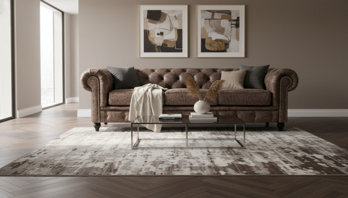 Mens Club Chesterfield Sofa Bank Leder Bekleding Driezitter Bruin NIEUW