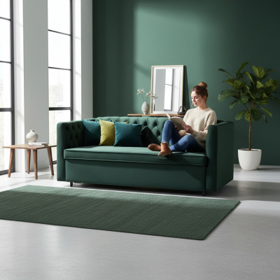 Amerikaanse stijl Chesterfield bank bank lederen bekleding driezits groen.