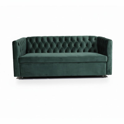 Amerikaanse stijl Chesterfield bank bank lederen bekleding driezits groen.