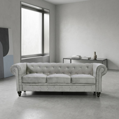 Grijze Chesterfield 3-zits luxe woonkamerbank designer bankstel