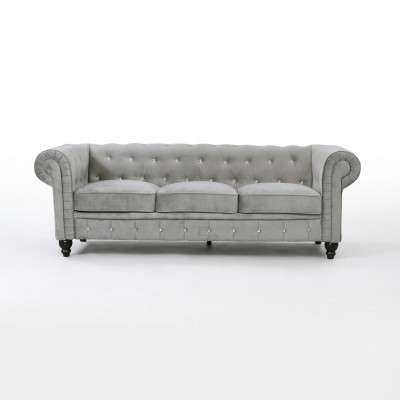 Grijze Chesterfield 3-zits luxe woonkamerbank designer bankstel