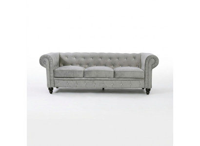 Grijze Chesterfield 3-zits luxe woonkamerbank designer bankstel