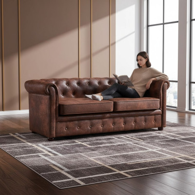 Luxe Chesterfield bankstel van kunstleer voor de woonkamer