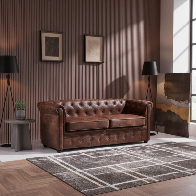 Luxe Chesterfield bankstel van kunstleer voor de woonkamer
