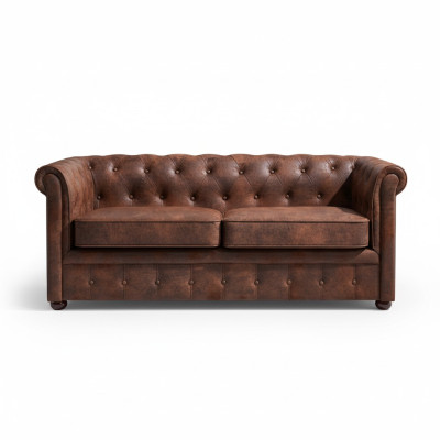 Luxe Chesterfield bankstel van kunstleer voor de woonkamer