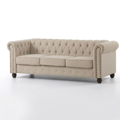 Chesterfield Sofa Bank Bekleding Stof Leder Banken Bekleding Suite 3 Zitplaatsen
