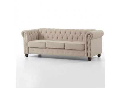 Chesterfield Sofa Bank Bekleding Stof Leder Banken Bekleding Suite 3 Zitplaatsen