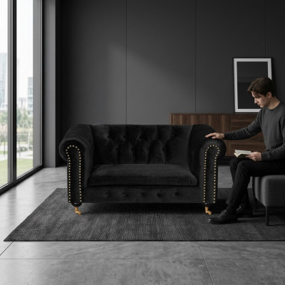 Chesterfield 2-zits Klassieke Luxe Barok Rococo Sofa Textiele Lederen Bank