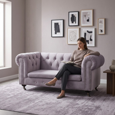 Chesterfield 2-zits Klassieke Luxe Barok Rokoko Bank Textiel Leren Sofa