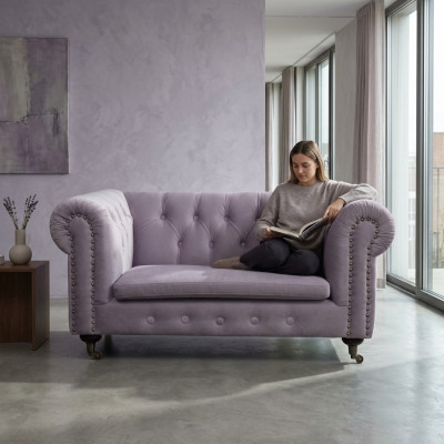 Chesterfield 2-zits Klassieke Luxe Barok en Rococo Sofa in Textiel en Leren Bank