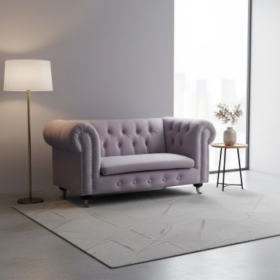 Chesterfield 2-zits Klassieke Luxe Barok en Rococo Sofa in Textiel en Leren Bank