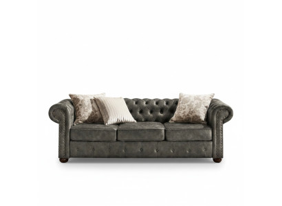 Chesterfield 3-zitter Klassieke Luxe Barok Rococo Bank Stof Leren Sofa Nieuw
