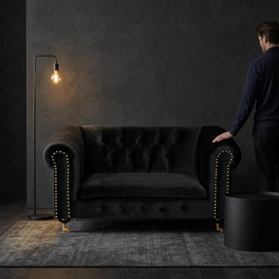 Chesterfield 2-zits klassieke luxe barok rococo sofa textielen leren bank