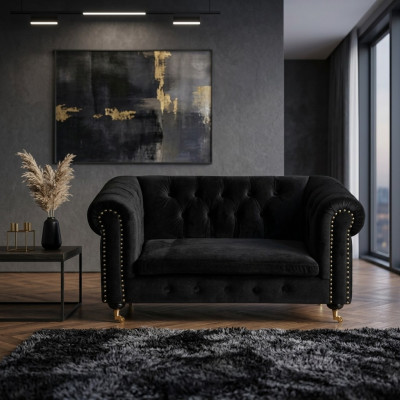 Chesterfield 2-zits klassieke luxe barok rococo sofa textielen leren bank