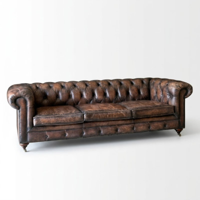 Bruine Chesterfield 3-zits leren bank Engelse stijl meubels