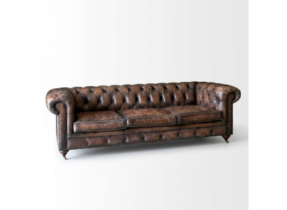 Bruine Chesterfield 3-zits leren bank Engelse stijl meubels