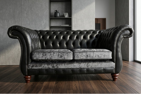 Chesterfield 2-zits klassieke luxe barokke rococo bank sofa leren bank nieuw