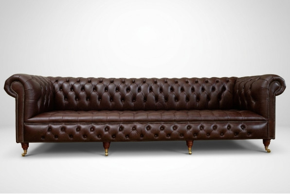 Bruine Chesterfield 4-zits Klassieke Luxe Barok Rococo Bank.