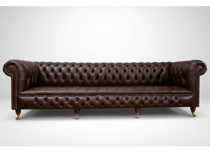 Bruine Chesterfield 4-zits Klassieke Luxe Barok Rococo Bank.