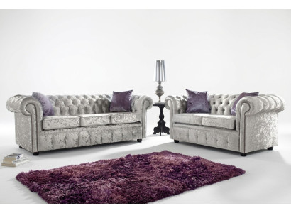 Bankstel Chesterfield 3+2-zitter Klassieke barok rococo bank Textiel leer