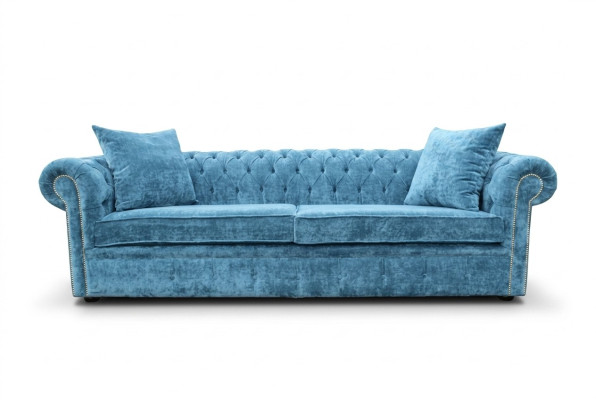 Klassieke woonkamerbank - Blauwe Chesterfield stoffen bank 3-zitter jvmoebel ®