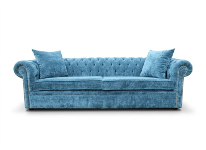 Klassieke woonkamerbank - Blauwe Chesterfield stoffen bank 3-zitter jvmoebel ®