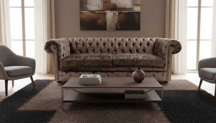 Chesterfield 5-zits klassieke luxe barok rococo bankstel stof leer