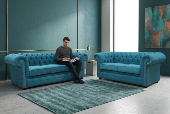 Sofagarnitur 3+2 zits Klassieke luxe bankstel Chesterfield textiel leer