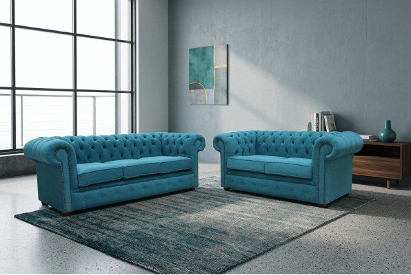 Sofagarnitur 3+2 zits Klassieke luxe bankstel Chesterfield textiel leer