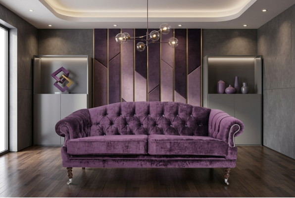 Barok Rococo bankstel bankstel stof fluweel Chesterfield - Designerbanken