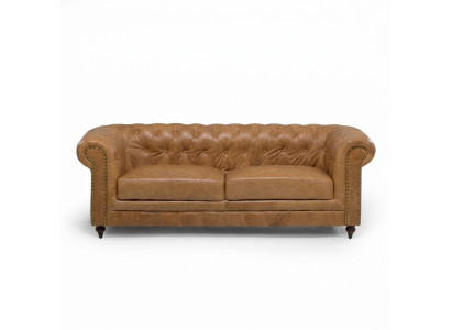 Chesterfield 3-Zits Klassieke Luxe Barokke Rococo Bank Textiel Leren Sofa