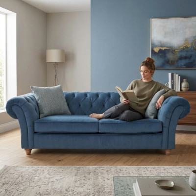 jvmoebel ® Lederen Sofa Bank - Design Bekleding Tweezits Bankstel Blauw Nieuw