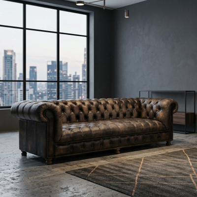 Klassieke Chesterfield bank Zwart Engelse woonkamerbanken