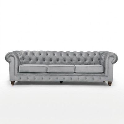 Chesterfield 5-zits klassieke luxe bankstel textiel lederen bank zilveren bankstellen