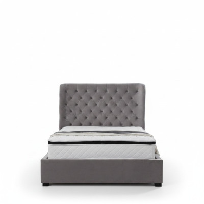 Luxe grijs designer tweepersoonsbed gestoffeerde bedden