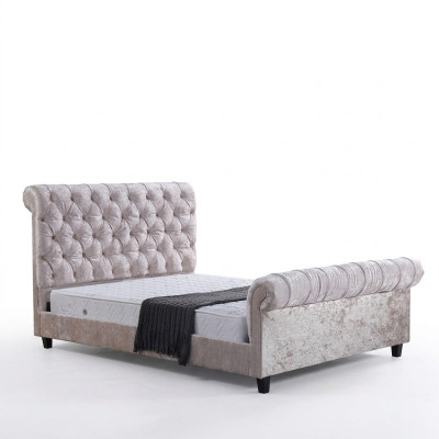 Modern beige Chesterfield bed ontwerper tweepersoonsbed luxe meubels