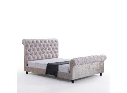 Modern beige Chesterfield bed ontwerper tweepersoonsbed luxe meubels