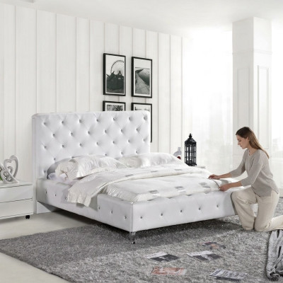 Chesterfield bed ontwerp slaapkamer Engelse bedden 140x200cm textiel bekleding