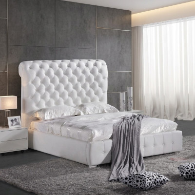 Klassieke slaapkamerbed 160x200 cm leer textiel Chesterfield hotelbedden.