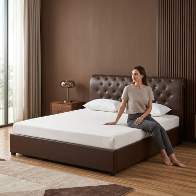 Moderne Bruine Chesterfield Tweepersoonsbed Designer Slaapkamerbed