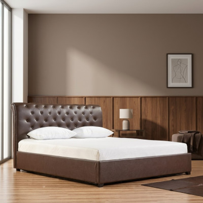 Moderne Bruine Chesterfield Tweepersoonsbed Designer Slaapkamerbed