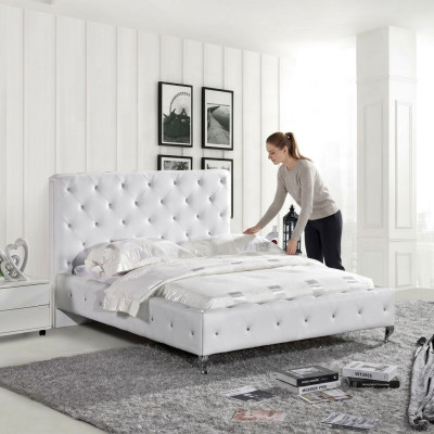 Chesterfield Designer Bed Slaapkamer Leer Stof Bekleding 140/160/180/200 cm