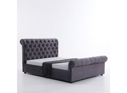 Ontwerp Chesterfield Bed Textiel Lederen Hotelbedden Slaapkamer Nieuw Fluweel Bekleding