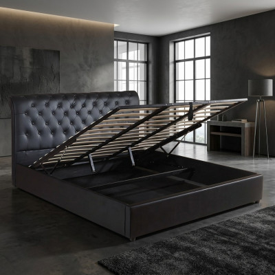 Zwart luxe Chesterfield designer tweepersoonsbed gestoffeerd bed