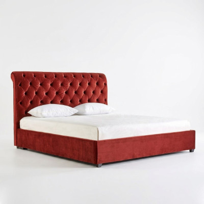 Koninklijk rood slaapkamer Chesterfield tweepersoons bed gestoffeerde bedden luxe ontwerp