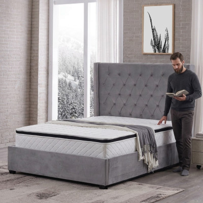 Bed Chesterfield gestoffeerd bed Luxe slaapkamerdesignbedden textiel leer Nieuw