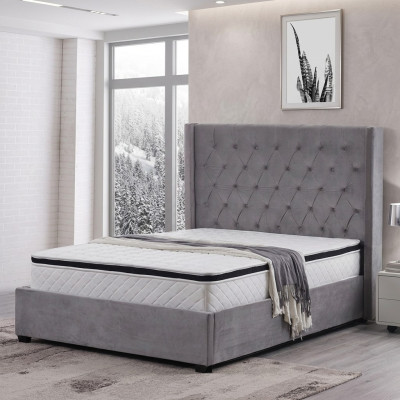 Bed Chesterfield gestoffeerd bed Luxe slaapkamerdesignbedden textiel leer Nieuw