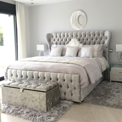 Chesterfield Designer Bed Slaapkamer Textiel Lederen Bekleding 140/160/180/200 cm