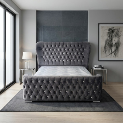Chesterfield Hotel Dubbel Leren Bed Slaapkamer Gestoffeerde Luxe Bedden 160x200cm