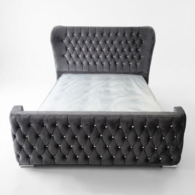 Chesterfield Hotel Dubbel Leren Bed Slaapkamer Gestoffeerde Luxe Bedden 160x200cm